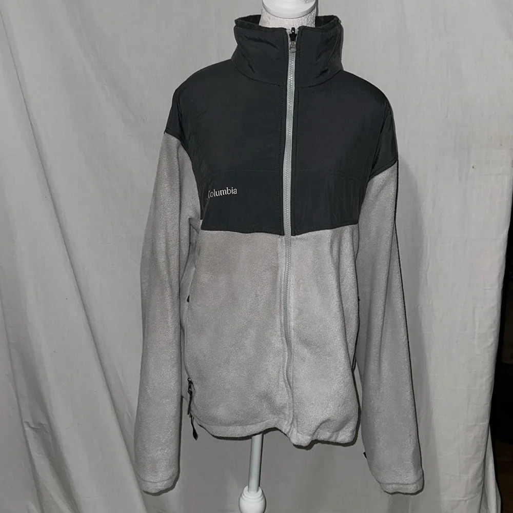 mens gray & white Columbia interchange jacket size large